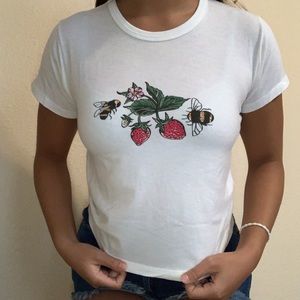 Brandy Melville White Graphic Tee